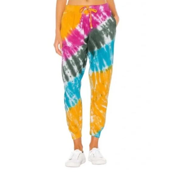 NEW! La Detresse Women's Strawberry Fields Jogger Sweatpants S Colorful Tie Dye - Picture 1 of 8